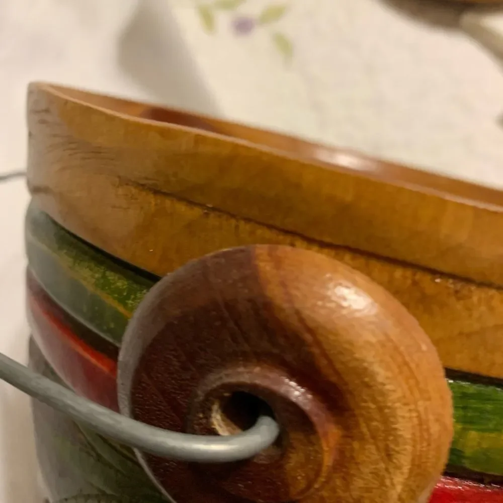Hand carved & hand painted wooden vintage ice bucket